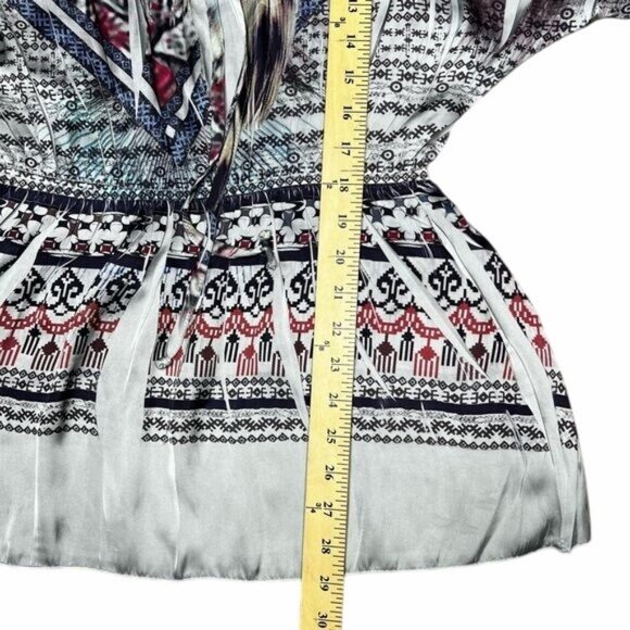 Mandee Boho Chic Printed Tunic Lightweight Flowy Design Top Large - Picture 4 of 10